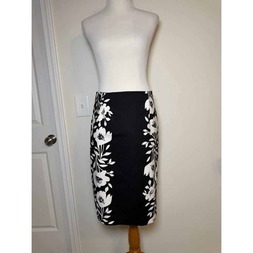 Boden Richmond Floral Pencil Skirt Women’s US Size 10 Black White Office Chic